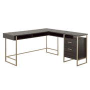 Modern Smooth-operating Drawers Black Finish L-Shaped Desk